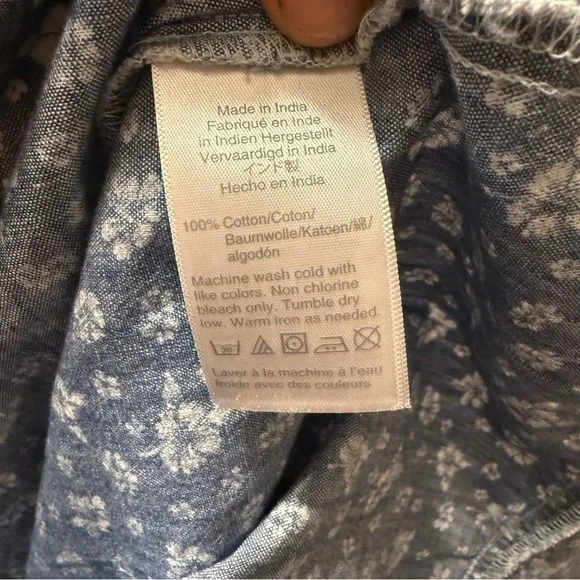 J. Crew Blue Floral Printed Chambray Ruffle Faux-Wrap Dress - Picture 4 of 10